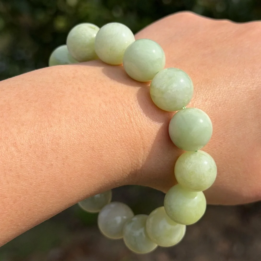 15mm stretchable chunky Xiuyu jade bracelet‎ 1134